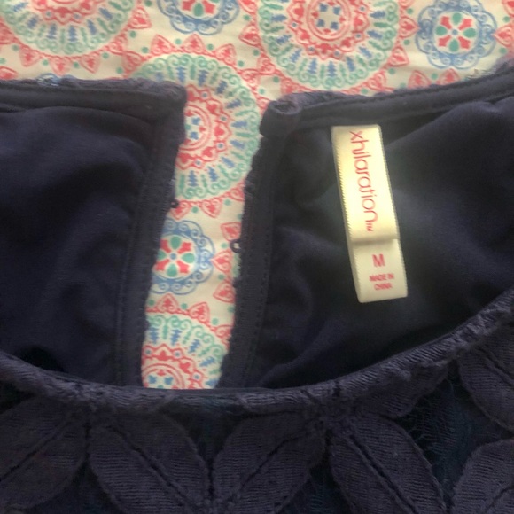 Xhilaration navy summer crop top with fringe; medium - Picture 3 of 4